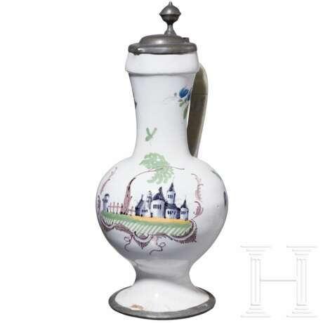 Enghalskrug mit Zinndeckel, Ansbach, 1. Hälfe 18. Jhdt. - Foto 1 Enghalskrug mit Zinndeckel, Ansbach, 1. Hälfe 18. Jhdt. - Foto 1