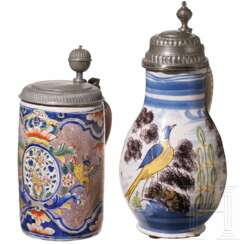 Walzenkrug und Birnkrug mit Zinnmontierung, Thüringen/Hanau, 18. Jhdt.