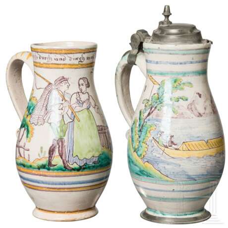Zwei Fayencekrüge, Gmunden, 19. Jhdt. - Foto 1 Zwei Fayencekrüge, Gmunden, 19. Jhdt. - Foto 1