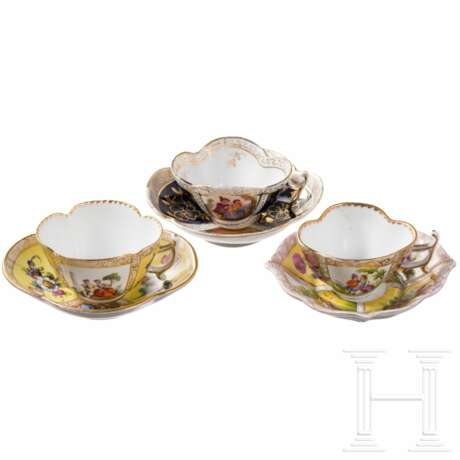 Drei Tassen mit Untertassen, Dresden, Helena Wolfsohn, spätes 19. Jhdt. - photo 1