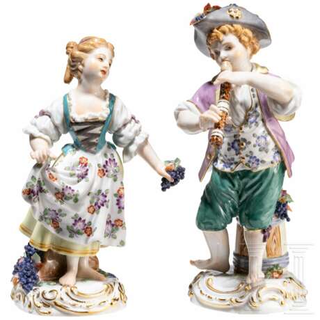 Zwei Gärtnerkinder als Gegenstücke, Johann Joachim Kaendler, um 1750 (Entwurf), Meissen, 20. Jhdt. (Ausführung) - photo 1