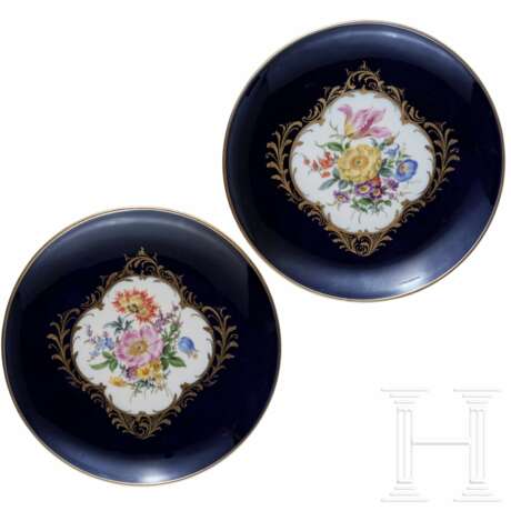 Zwei kobaltblaue Teller, Meissen, 1860 - 1924 - Foto 1