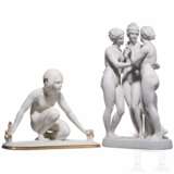 Drei Grazien, Katzhütte, Hertwig & Co., 1920-40, sowie Kniender Akt, Berthold Boes (Entwurf), Volkstedt, Ens, 20. Jhdt. - photo 1