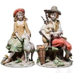 Zwei Porzellanfiguren (Liebespaar), Benaccio (Entwurf), Capo di Monde, Triade, 20. Jhdt.