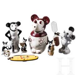 Konvolut Mickey-Mouse-Figuren, deutsch, 1920/30er Jahre