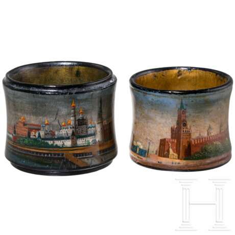 Zwei Lack-Serviettenringe mit Moskauer Ansichten, Russland, Werkstatt Osip F. Wischnjakow mit Söhnen, 1882- 1888 - photo 1