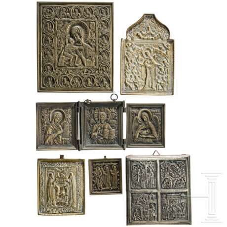 Fünf Bronzeikonen und eine kleine Ikone, Russland, überwiegend 20. Jhdt. - фото 1