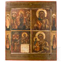 Vierfelder-Ikone mit der Gottesmutter, Russland, 19. Jhdt.