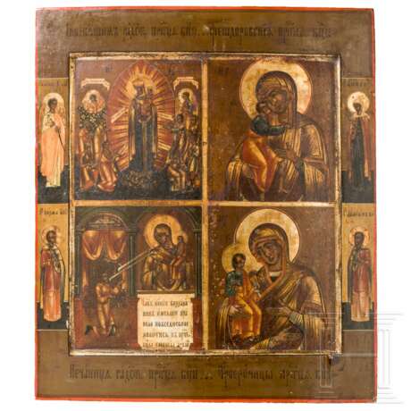Vierfelder-Ikone mit der Gottesmutter, Russland, 19. Jhdt. - фото 1