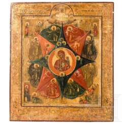 Ikone mit der Gottesmutter „Unverbrennbarer Dornbusch", Russland, um 1900