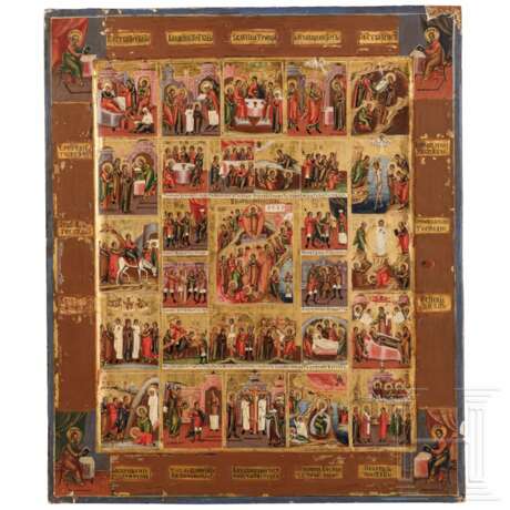 Großformatige erweiterte Festtagsikone mit den vier Evagenlisten, Russland, um 1900 - photo 1