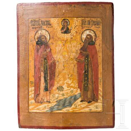Ikone der Heiligen Zosima und Sawatij, Russland, um 1800 - photo 1