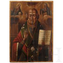 Ikone mit dem Heiligen Nikolaus von Myra, Südrussland, 19. Jhdt.