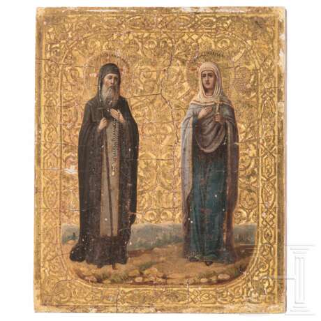 Ikone mit den Heiligen Nikolai und Aglaida, Russland, um 1900 - фото 1