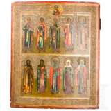 Großformatige Ikone mit zehn Heiligen, Russland, Ende 19. Jhdt. - Foto 1