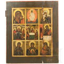 Mehrfelderikone mit der alttestamentlichen Dreifaltigkeit, Russland, 19. Jhdt.