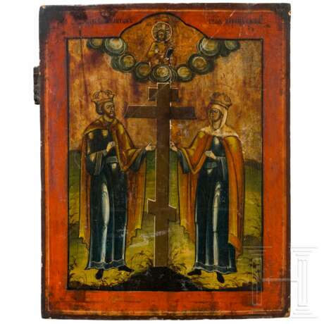 Großformatige Ikone mit Konstantin und Helena, Russland, Ende 19. Jhdt. - photo 1