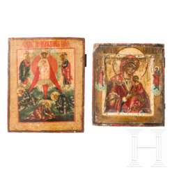 Zwei Ikonen: Gottesmutter der Passion und Verklärung Christi, Russland, 19. Jhdt. / 20. Jhdt.