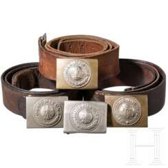 A Reichswehr and German Empire belt buckle collection with belts