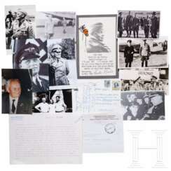 Hans Baur - two Lufthansa pins, a large group of postwar correspondence to him and numerous photos of his funeral