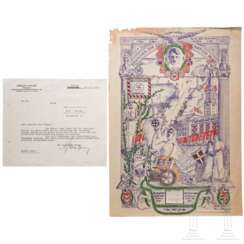 Albert Bormann - a signed thank-you letter to artist Carl A. Hammar regarding a drawing with a portrait of Adolf Hitler