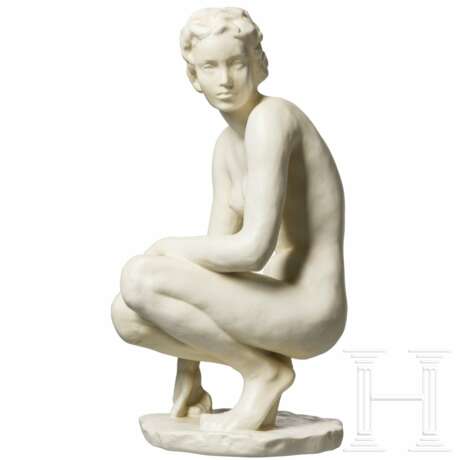 A biscuit porcelain figure of a crouching nude "Die Hockende", Fritz Klimsch, 1936 (design), Rosenthal, 1940s - photo 1 A biscuit porcelain figure of a crouching nude "Die Hockende", Fritz Klimsch, 1936 (design), Rosenthal, 1940s - photo 1