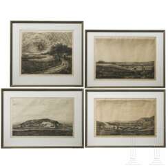 Hugo Peschel - four etchings