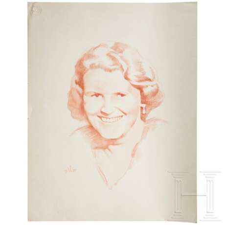 Wolfgang Willrich - a drawing of a woman, 1937 - Foto 1 Wolfgang Willrich - a drawing of a woman, 1937 - Foto 1