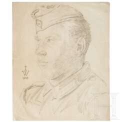 Wolfgang Willrich - a pencil drawing of a private, 1944