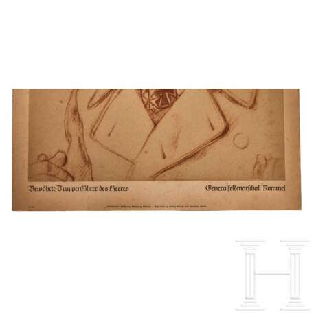 "Generalfeldmarschall Rommel" - Poster nach einer Wolfgang Willrich-Zeichnung 1940 - Foto 2 "Generalfeldmarschall Rommel" - Poster nach einer Wolfgang Willrich-Zeichnung 1940 - Foto 2