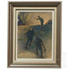 Signal Corps in Service at the Front, signed and dated "Hauptmann '42"