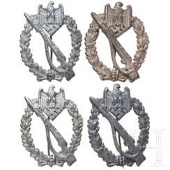 A collection of Infantry Assault Badges in silver, manufacturer Ernst L. Müller