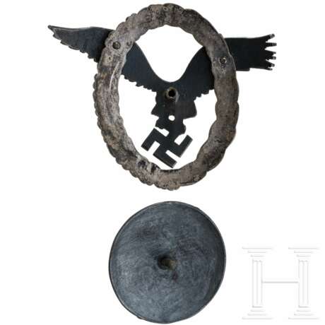 A Luftwaffe Pilot's Badge on screw-back, manufacturer Juncker - фото 2