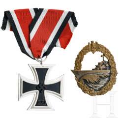 A Destroyer War Badge and a 1939 Iron Cross 2nd Class (mint), manufacturer Schwerin Berlin