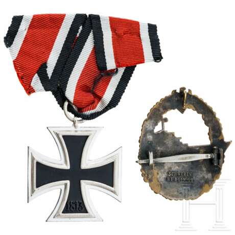 A Destroyer War Badge and a 1939 Iron Cross 2nd Class (mint), manufacturer Schwerin Berlin - photo 2