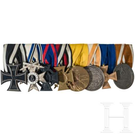 8-place medal bar of a WWI veteran, with Bavarian Military Merit Cross 2nd Class - photo 1