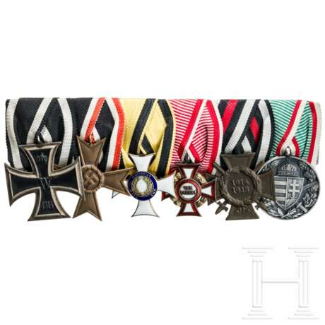 A large 6 piece medal bar of a WWI veteran, with Württemberg Military Merit Order - photo 1