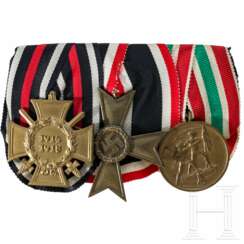 A 3-piece medal bar, with Memel Medal
