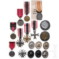 A collection of medals, World War I and II