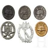 Four Wound Badges, a General Assault Badge, and an Infantry Assault Badge in Silver - photo 1