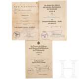 Oberstleutnant Eduard Hiller - three award documents, one signed by GFM Erwin Rommel - Foto 1