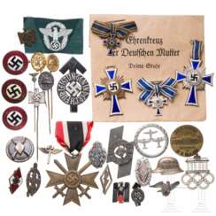 A group of member badges and miniatures