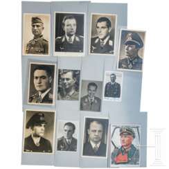 A collection of signed Knight's Cross winner postcards and photos