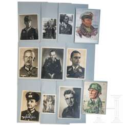 A collection of signed Knight's Cross winner postcards and photos