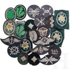 A collection of cloth badges