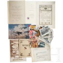 Documents, postcards, photos, and fighter pilot autographs