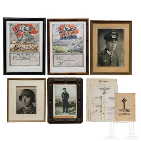 A collection of portrait photos, postcards and documents - photo 1