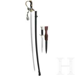 An army officer's sabre and a dress bayonet KS98