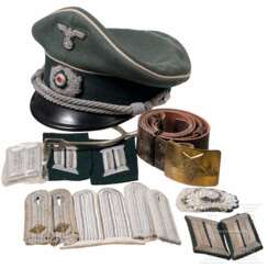 An Infantry visor cap and insignia of Oberleutnant Walter Schmidt