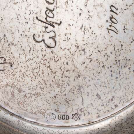 1st/5th (Prussian) Cavalry Regiment - a small silver presentation tray of the NCO's and EM to the squadron leader on occasion of the farewell from Belgard in October 1934 - photo 2 1st/5th (Prussian) Cavalry Regiment - a small silver presentation tray of the NCO's and EM to the squadron leader on occasion of the farewell from Belgard in October 1934 - photo 2